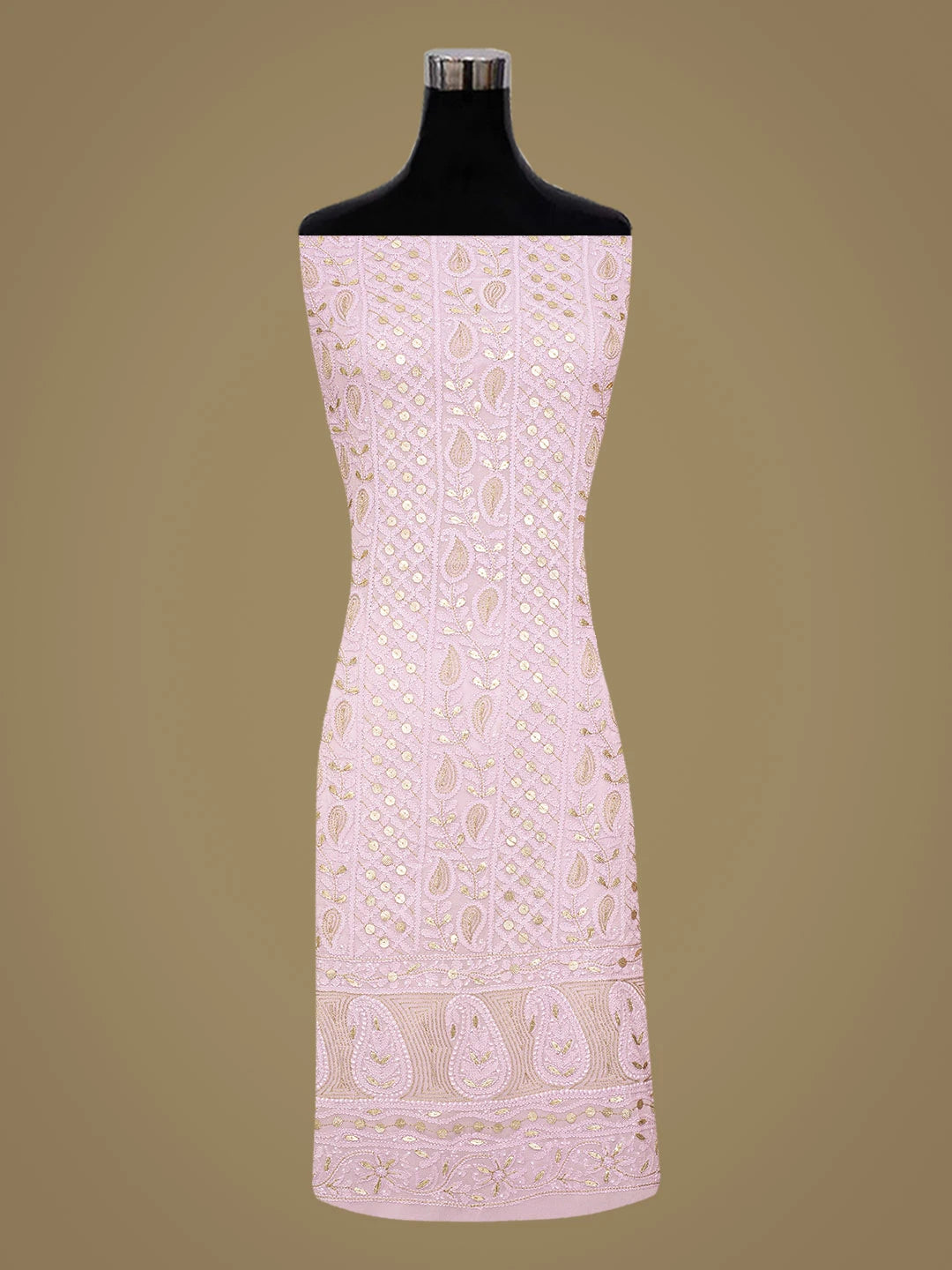 Ada Hand Embroidered Mauve Viscose Georgette Lucknowi Chikankari Unstitched Kurta Dupatta Set With Gota Patti Work 01A751208