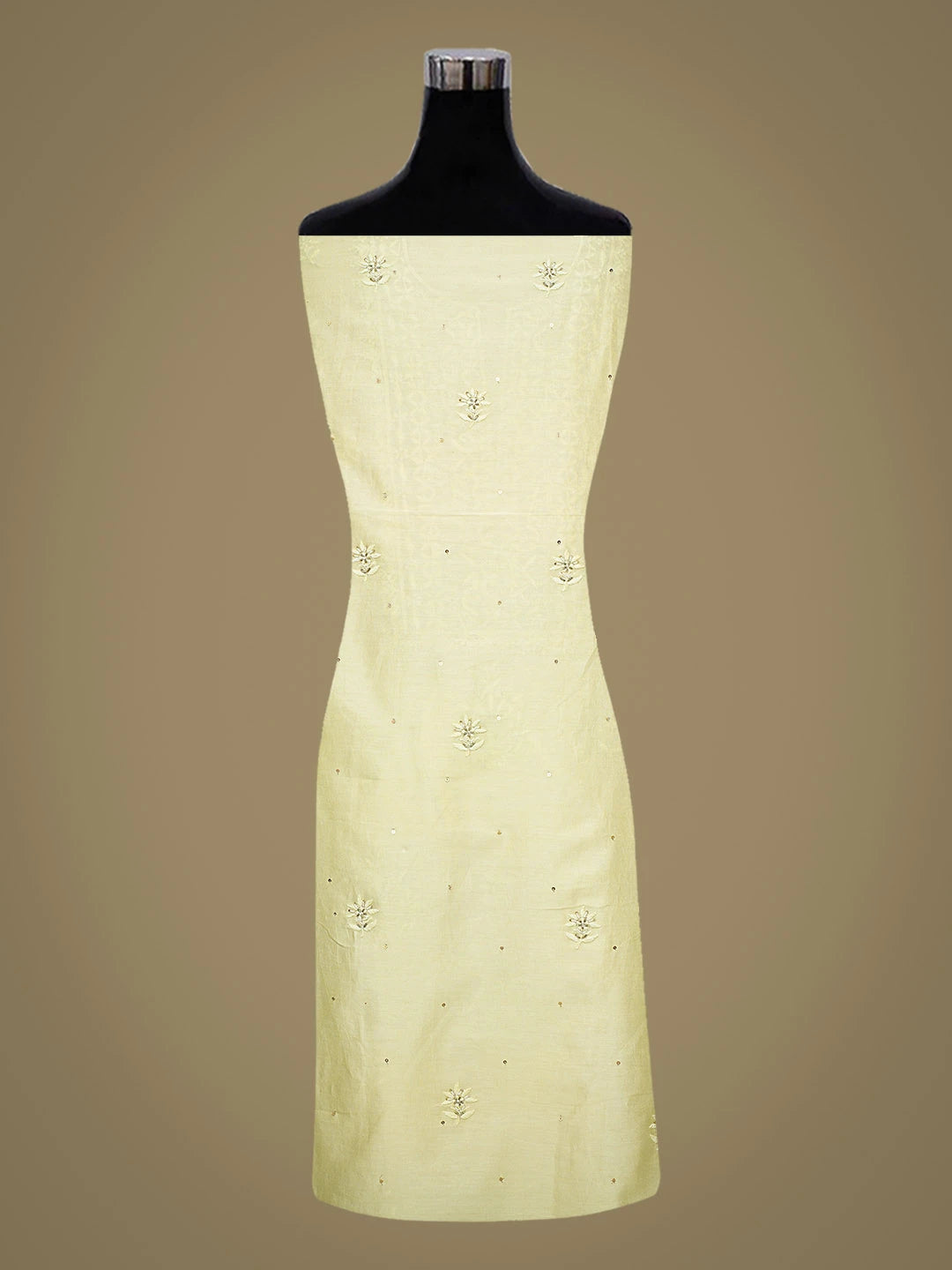 Ada Hand Embroidered Light Green Chanderi Lucknowi Chikankari Unstitched Kurta Dupatta Set With Cutdana Work 01A639183