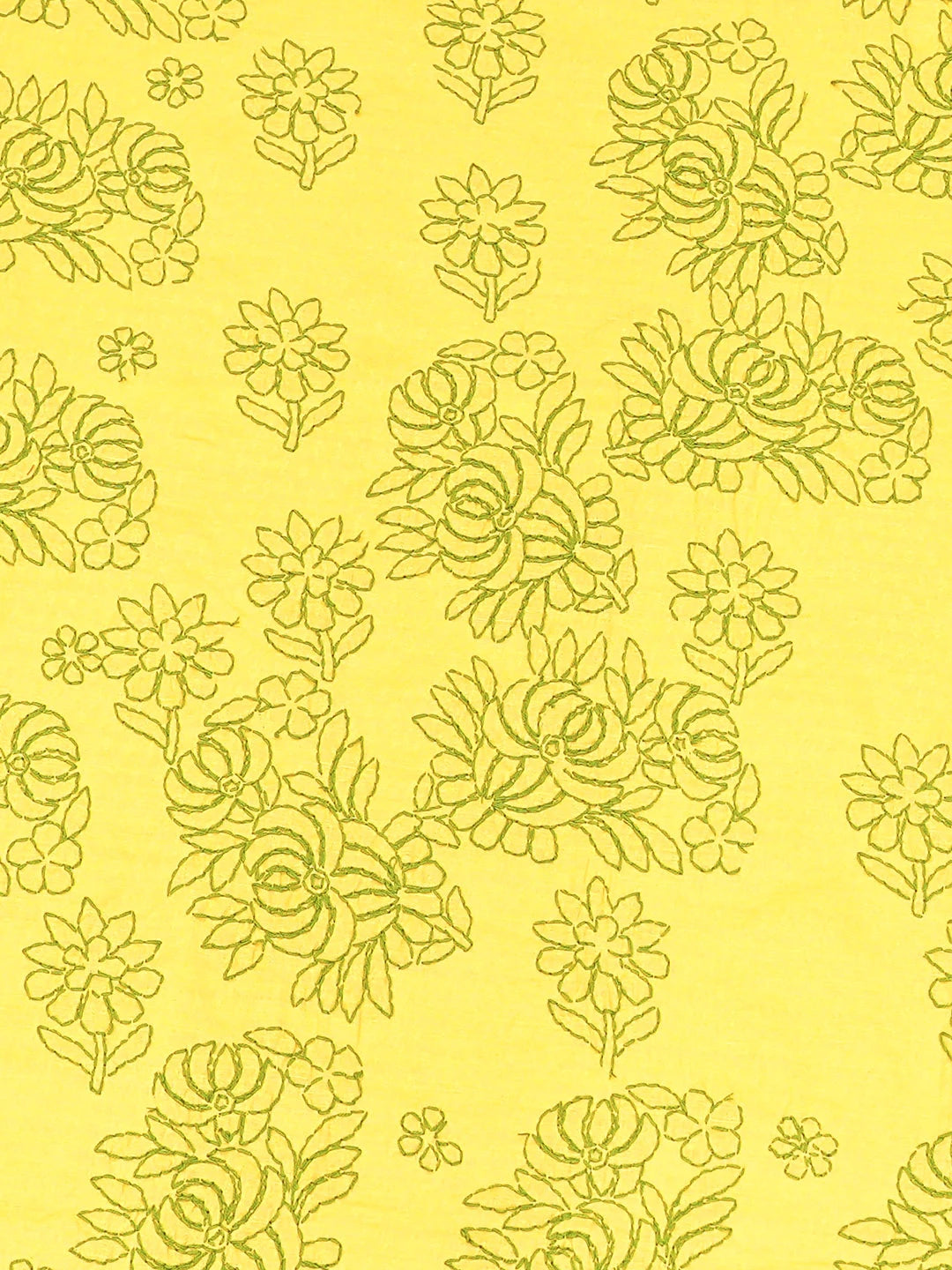 Ada Hand Embroidered Yellow Cotton Lucknowi Chikankari Bed Sheet With Pillow Cover Set 08A503067
