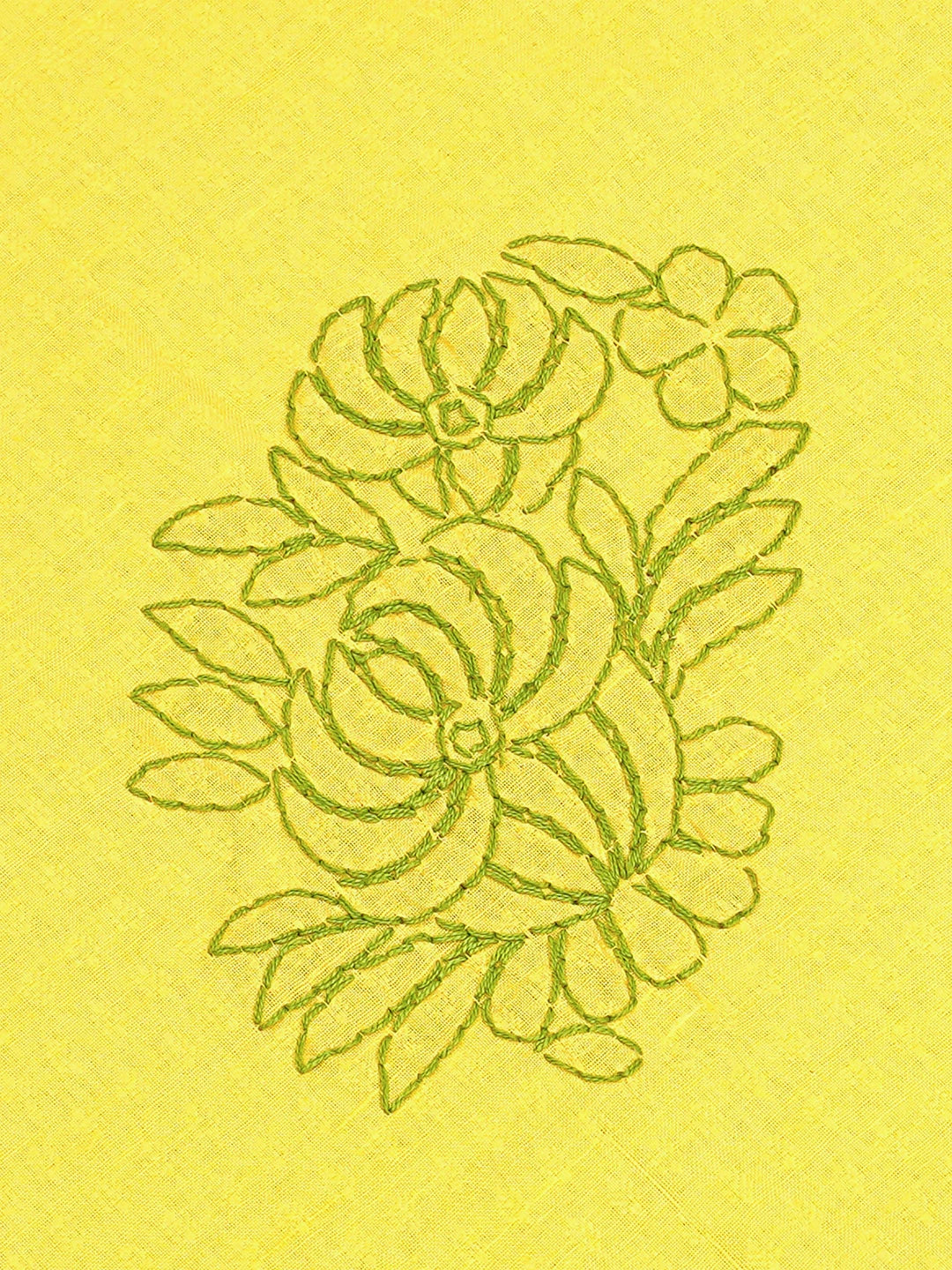 Ada Hand Embroidered Yellow Cotton Lucknowi Chikankari Bed Sheet With Pillow Cover Set 08A503067