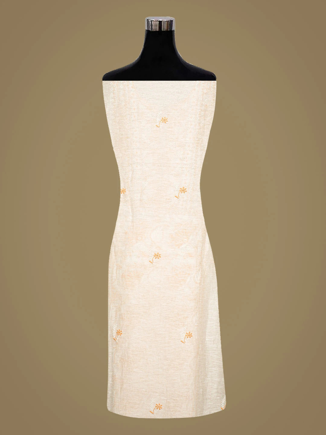 Ada Hand Embroidered White Chanderi Lucknowi Chikankari Unstitched Kurta Dupatta Set 01A604795
