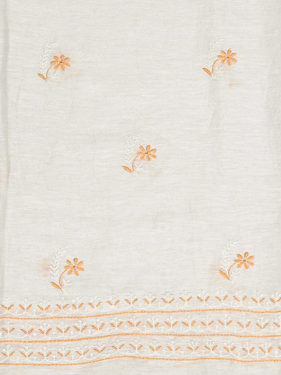 Ada Hand Embroidered White Chanderi Lucknowi Chikankari Unstitched Kurta Dupatta Set 01A604795