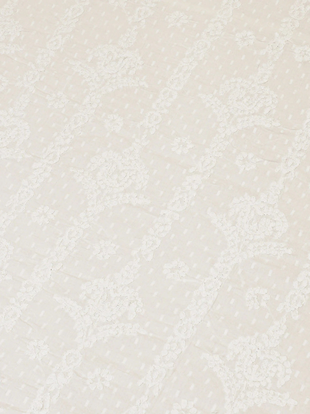 Ada Hand Embroidered White Cotton Lucknowi Chikankari Bed Sheet With Pillow Cover Set 01A844058