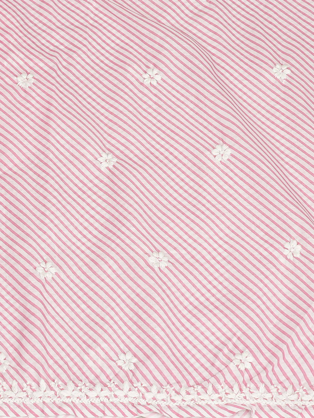 Ada Hand Embroidered Pink and White Lehariya Print Cotton Lucknowi Chikankari Unstitched Kurta Piece 01A799601