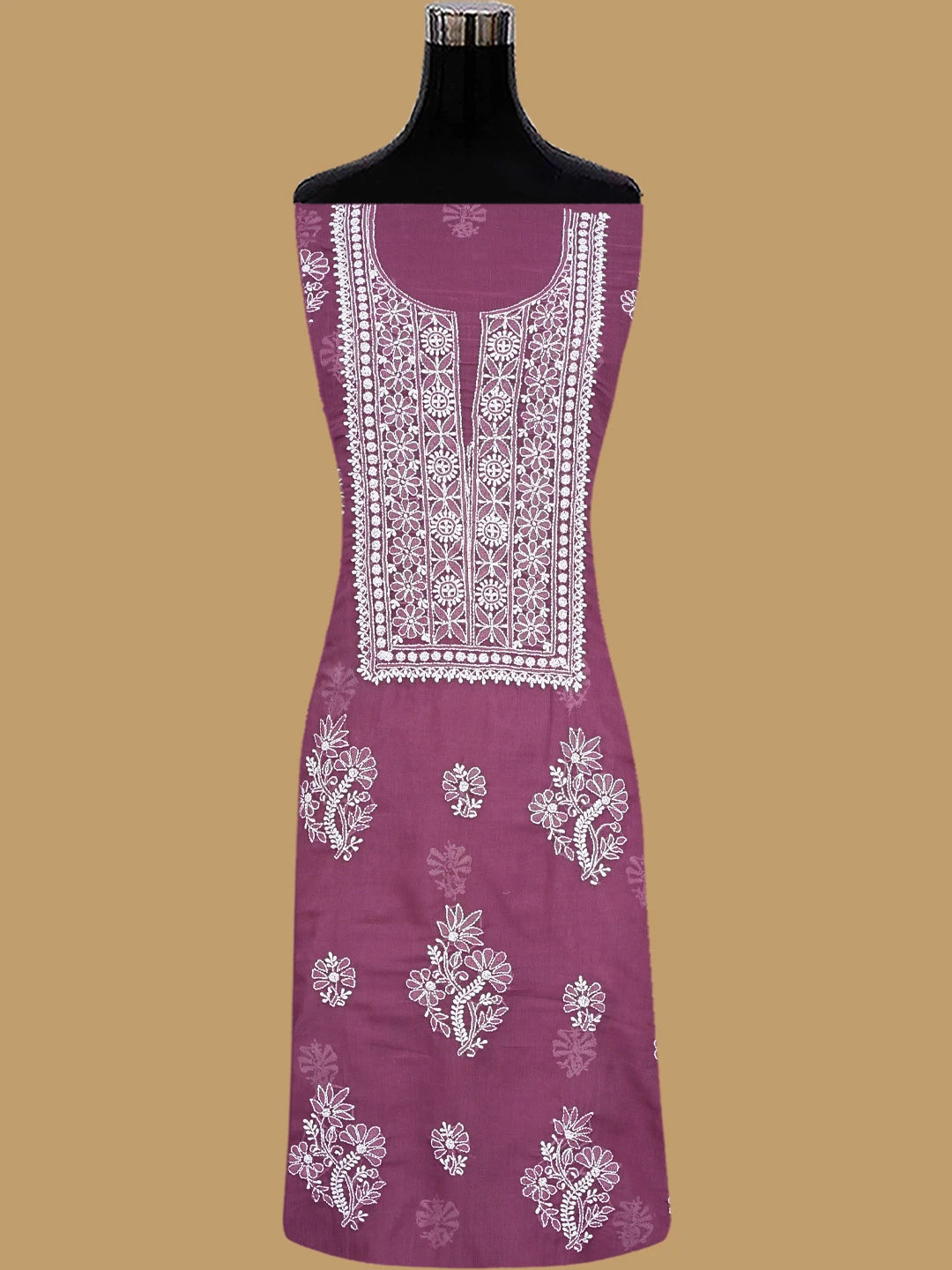 Ada Hand Embroidered Magenta Haze Cotton Lucknowi Chikankari Unstitched Suit Piece 01A832558