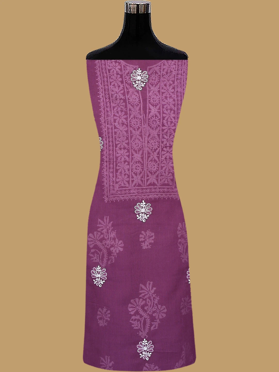 Ada Hand Embroidered Magenta Haze Cotton Lucknowi Chikankari Unstitched Suit Piece 01A832558