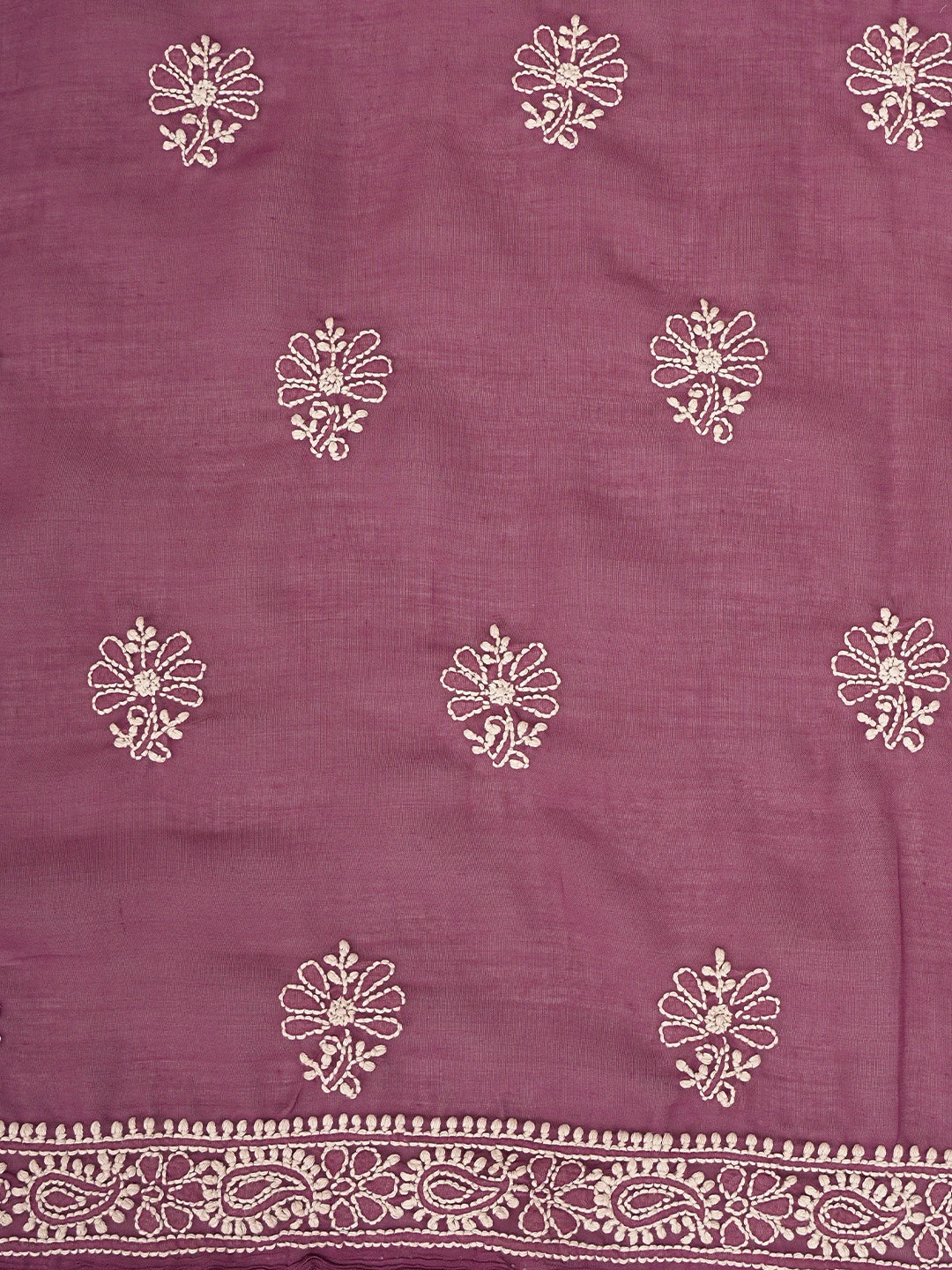 Ada Hand Embroidered Magenta Haze Cotton Lucknowi Chikankari Unstitched Suit Piece 01A832558