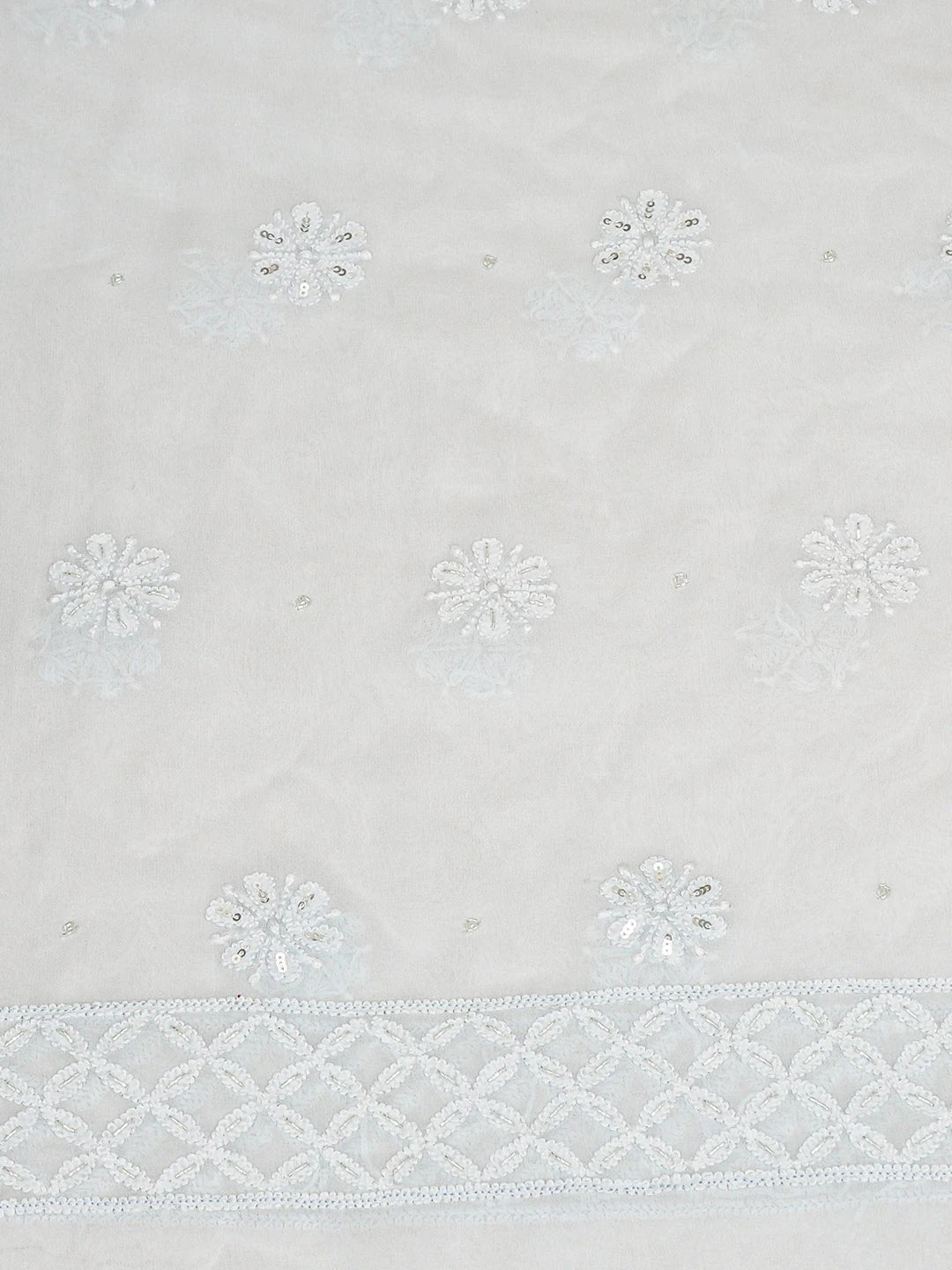 Ada Hand Embroidered Sky Blue Viscose Georgette Lucknowi Chikankari Unstitched Kurta Dupatta Set With Cutdana Work 01A789432
