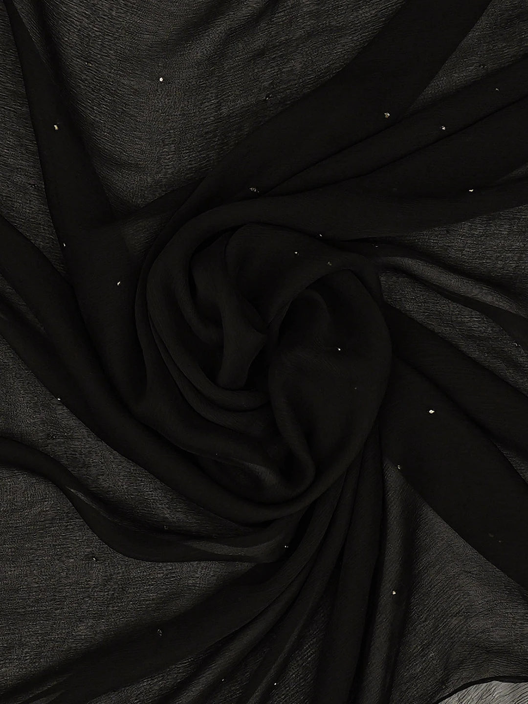 Ada Hand Embroidered Black Chiffon Lucknowi Chikankari Dupatta With Mukaish Work 01A656964