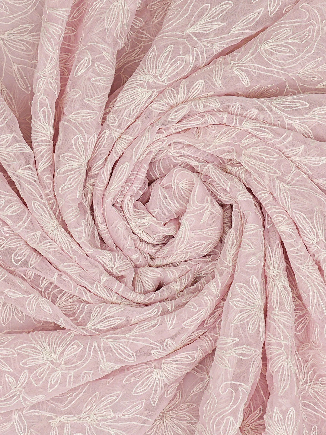 Ada Hand Embroidered Pink Georgette Lucknowi Chikankari Dupatta 01A791214