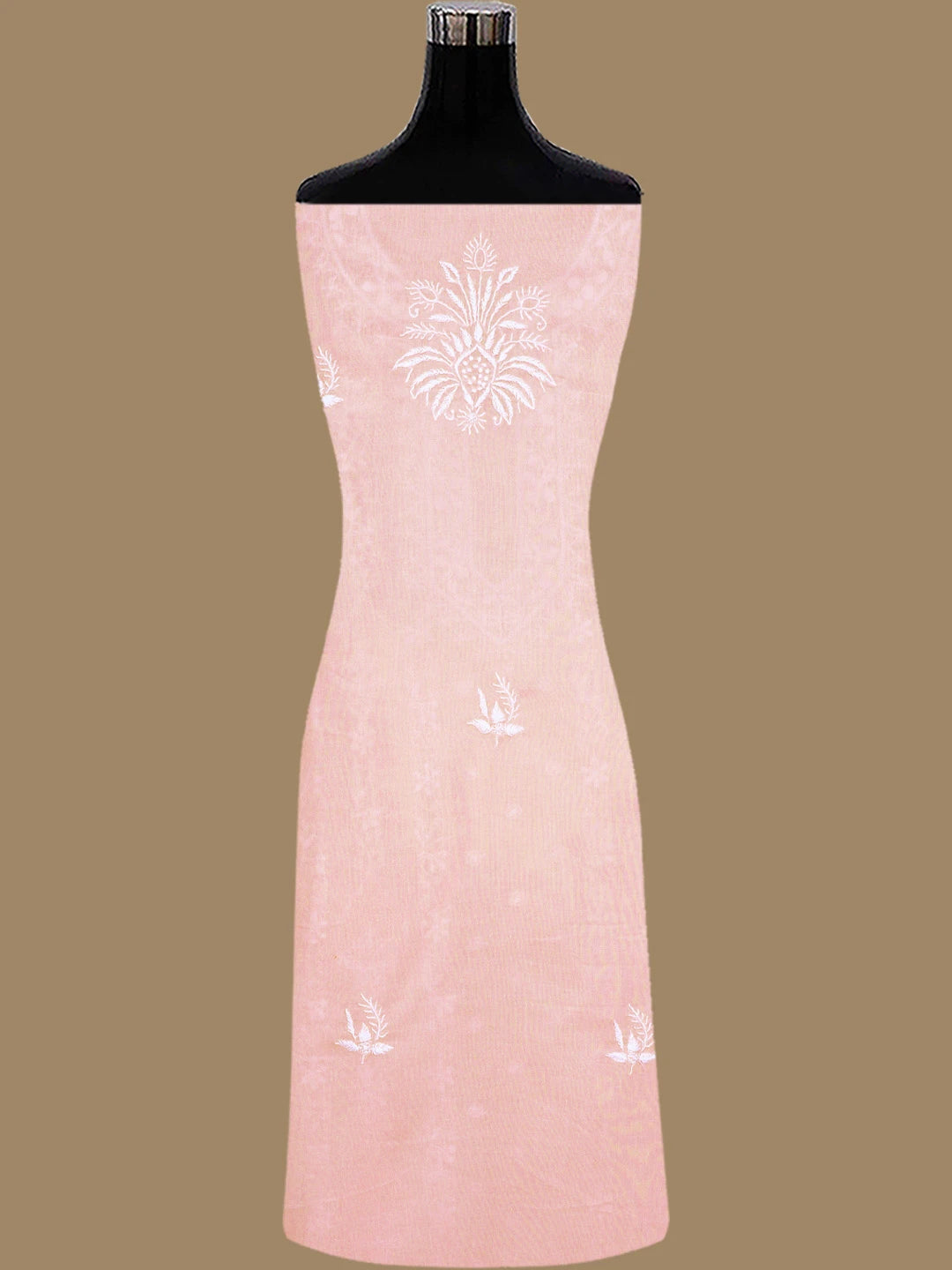 Ada Hand Embroidered Peach Cotton Lucknowi Chikankari Unstitched Suit Piece 01A773502