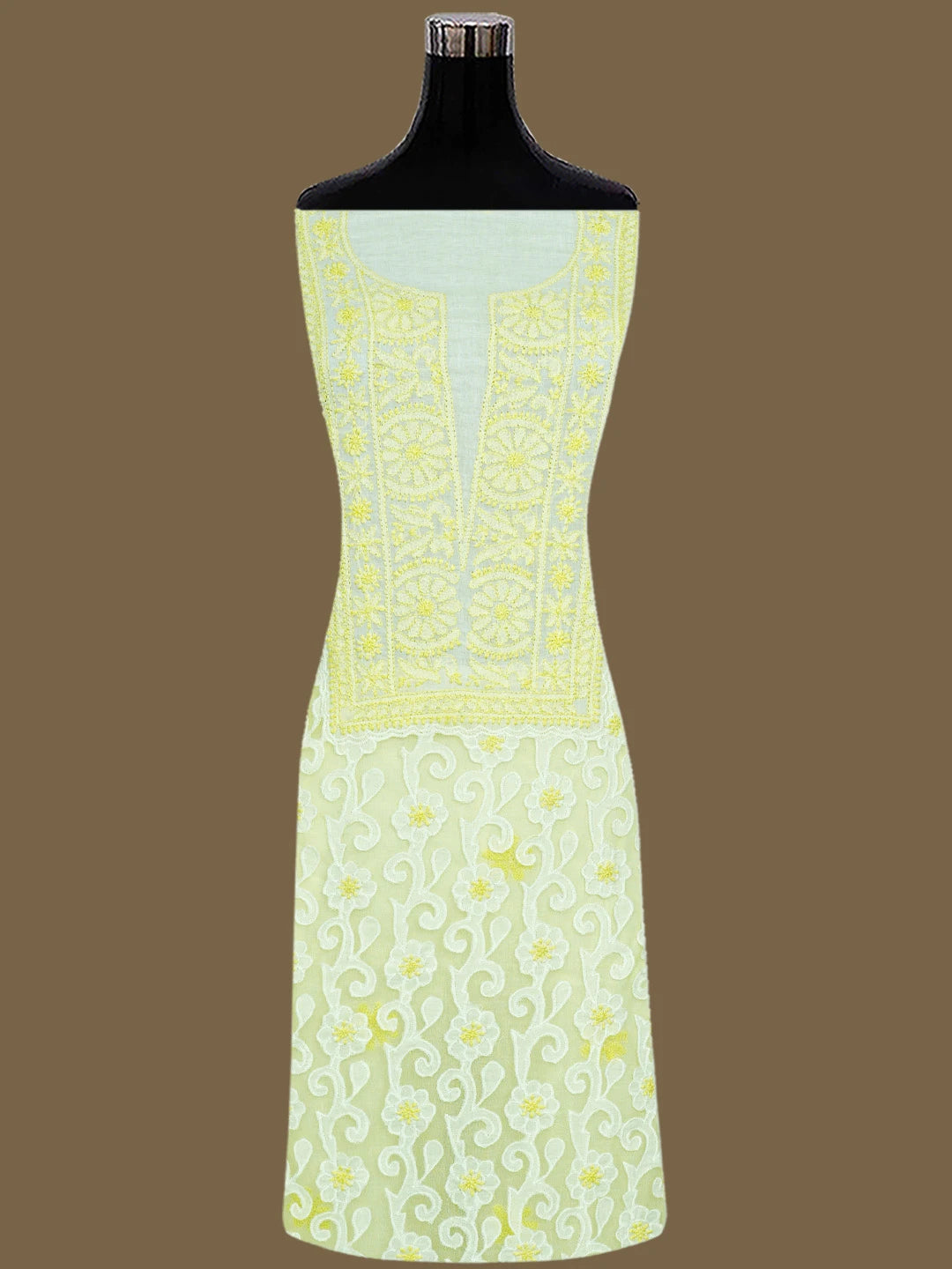 Ada Hand Embroidered White Cotton Lucknowi Chikankari Unstitched Kurta Dupatta Set 01A743508