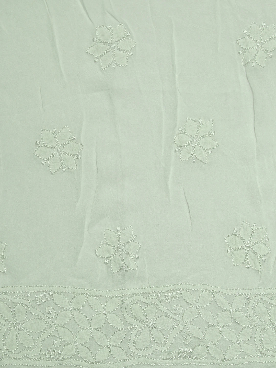 Ada Hand Embroidered Ombre Shade Of Lime Green Viscose Georgette Lucknowi Chikankari Semi-Stitched Anarkali Kurta Dupatta Set 01A794896