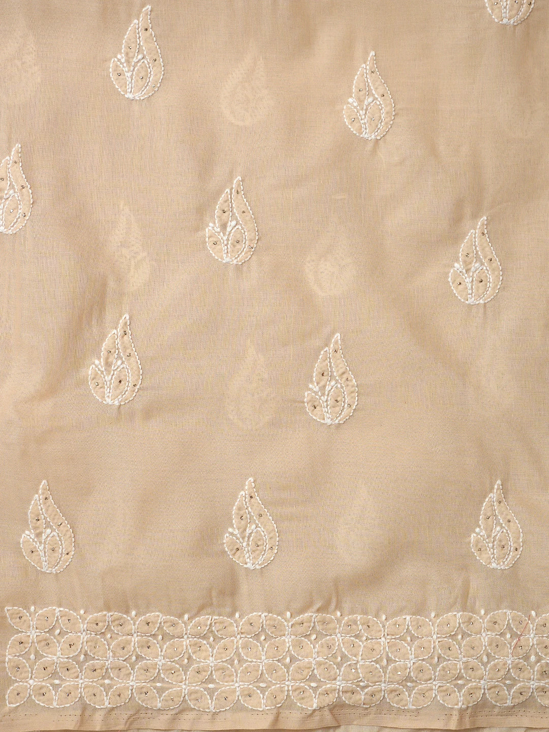 Ada Hand Embroidered Fawn Cotton Lucknowi Chikankari Unstitched Suit Piece With Mukaish Work 01A847356