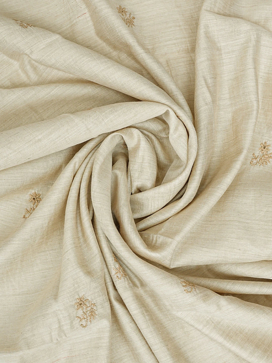 Ada Hand Embroidered Fawn Tusser Silk Lucknowi Chikankari Unstitched Kurta Dupatta Set 01A836310