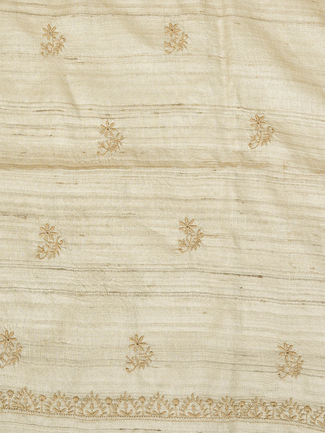 Ada Hand Embroidered Fawn Tusser Silk Lucknowi Chikankari Unstitched Kurta Dupatta Set 01A836310
