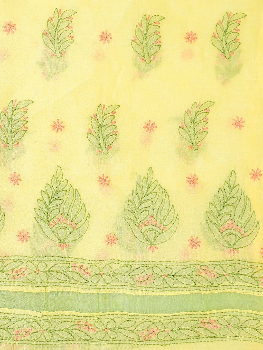 Ada Hand Embroidered Yellow Cotton Lucknowi Chikankari Unstitched Suit Piece 01A847547