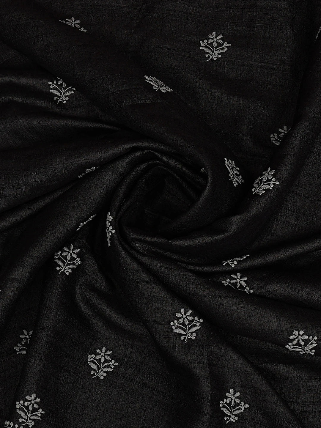 Ada Hand Embroidered Black Tussar Silk Lucknowi Chikankari Dupatta 01A844000