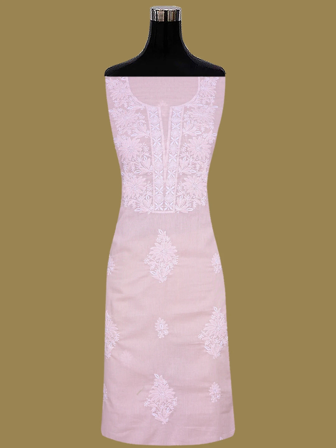 Ada Hand Embroidered Pink Cotton Lucknowi Chikankari Unstitched Suit Piece 01A773527