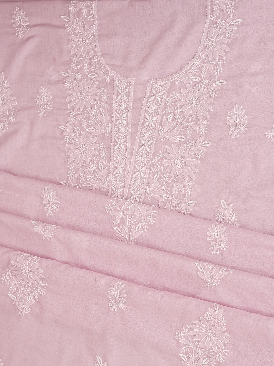 Ada Hand Embroidered Pink Cotton Lucknowi Chikankari Unstitched Suit Piece 01A773527
