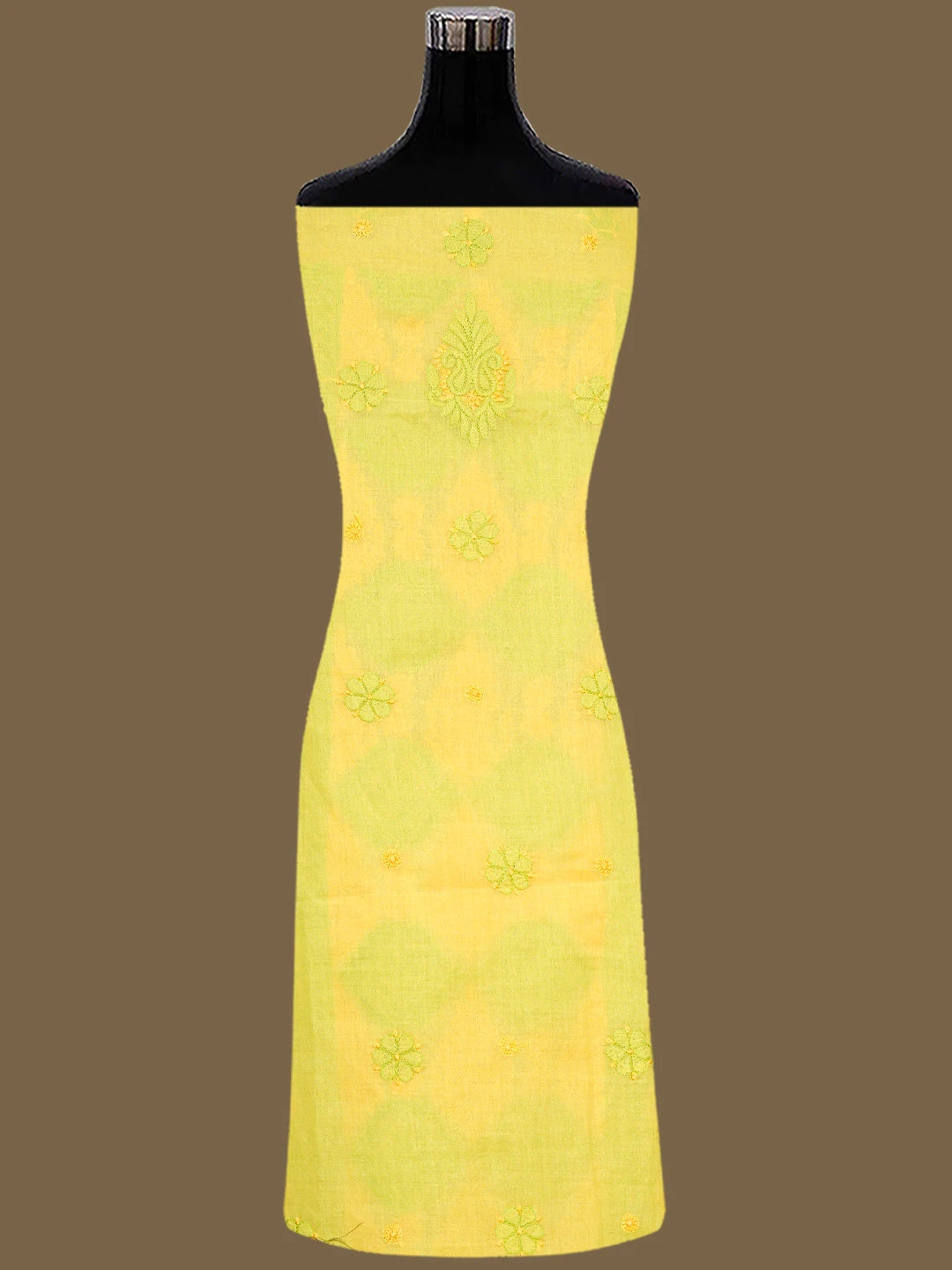 Ada Hand Embroidered Yellow Cotton Lucknowi Chikankari Unstitched Suit Piece 01A847543