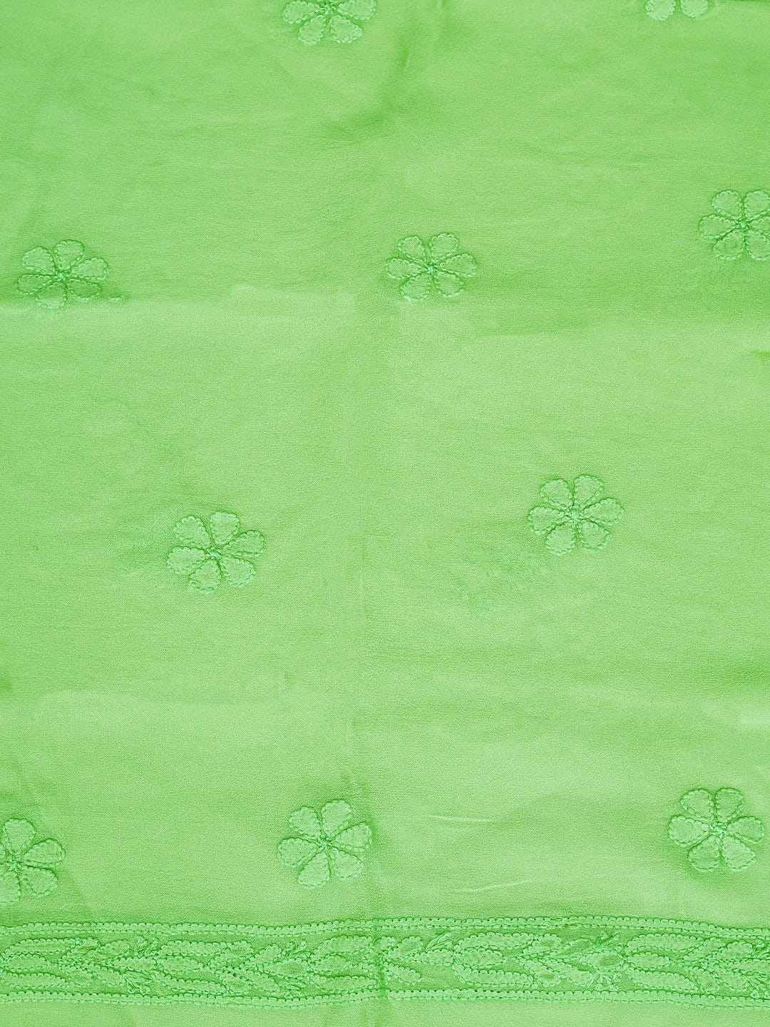 Ada Hand Embroidered Lime Green Viscose Georgette Lucknowi Chikankari Unstitched Kurta Dupatta Set 01A811116