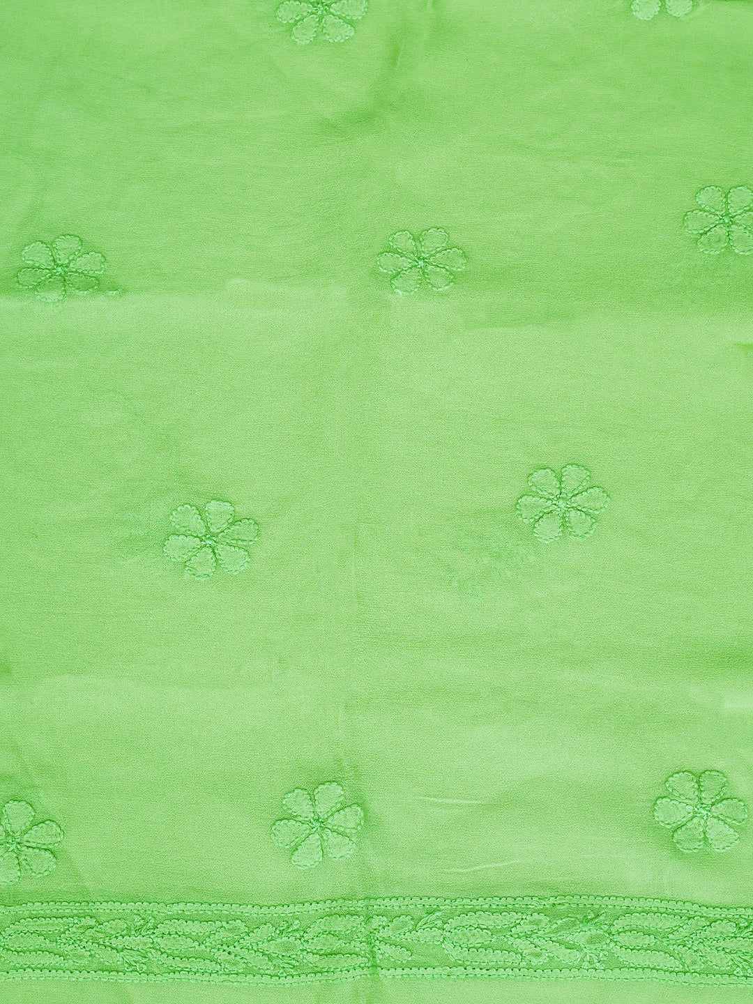 Ada Hand Embroidered Lime Green Viscose Georgette Lucknowi Chikankari Unstitched Kurta Dupatta Set 01A811116