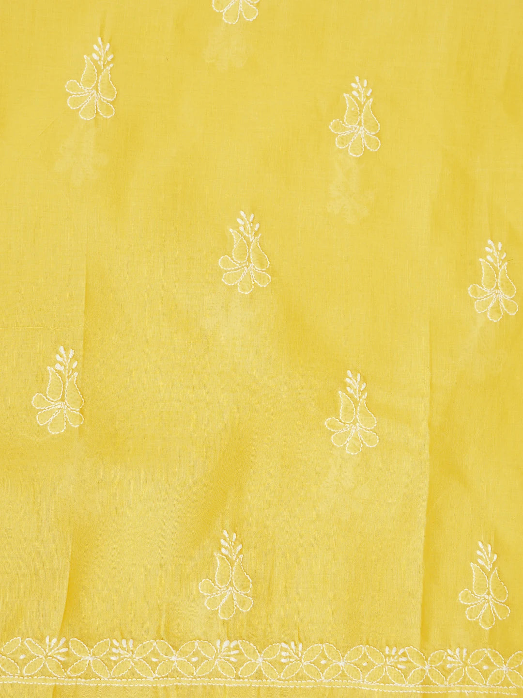Ada Hand Embroidered Yellow Cotton Lucknowi Chikankari Unstitched Suit Piece 01A847449
