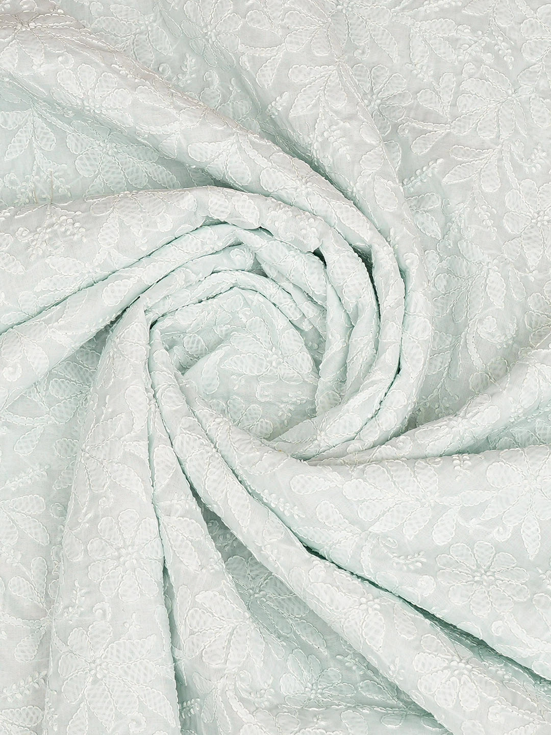 Ada Hand Embroidered Sky Blue Cotton Lucknowi Chikankari Dupatta 01A562409