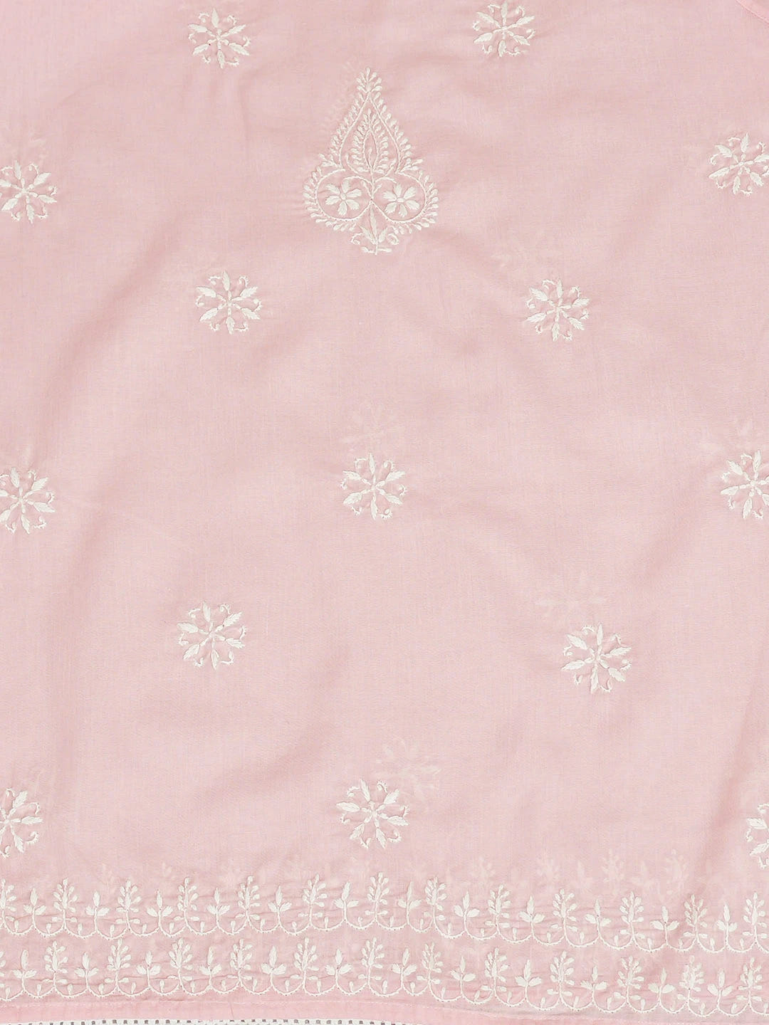 Ada Hand Embroidered Pink Cotton Lucknowi Chikankari Semi-Stitched Kurta Dupatta Set 01A791327