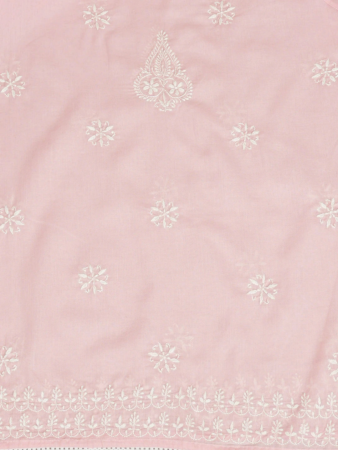 Ada Hand Embroidered Pink Cotton Lucknowi Chikankari Semi-Stitched Kurta Dupatta Set 01A791327