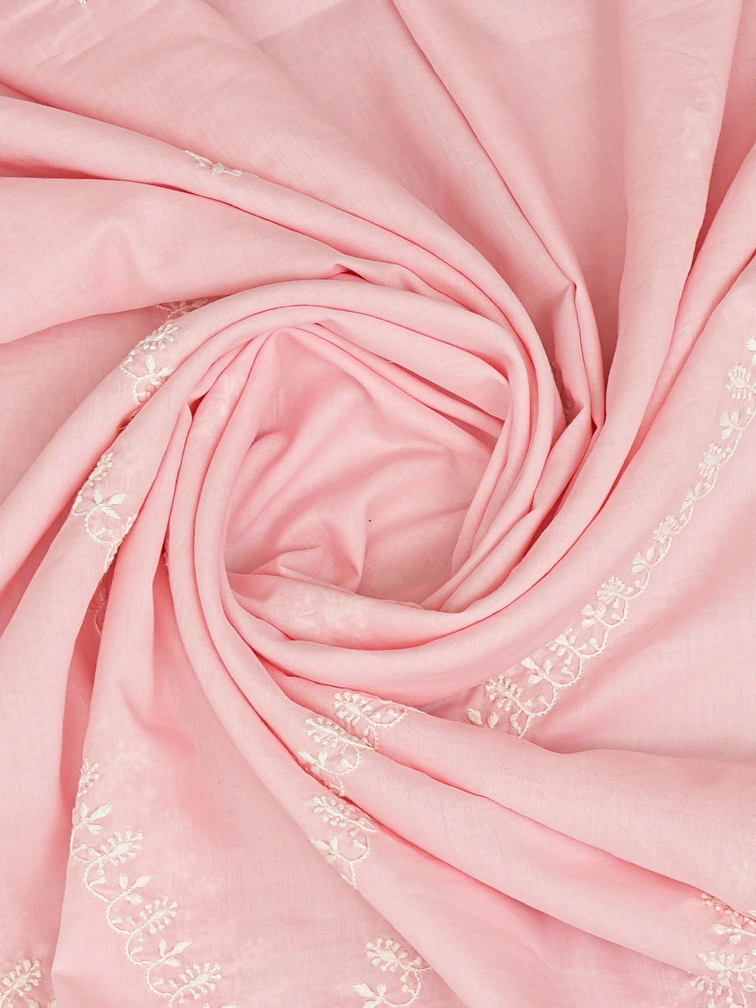 Ada Hand Embroidered Pink Cotton Lucknowi Chikankari Semi-Stitched Kurta Dupatta Set 01A791327