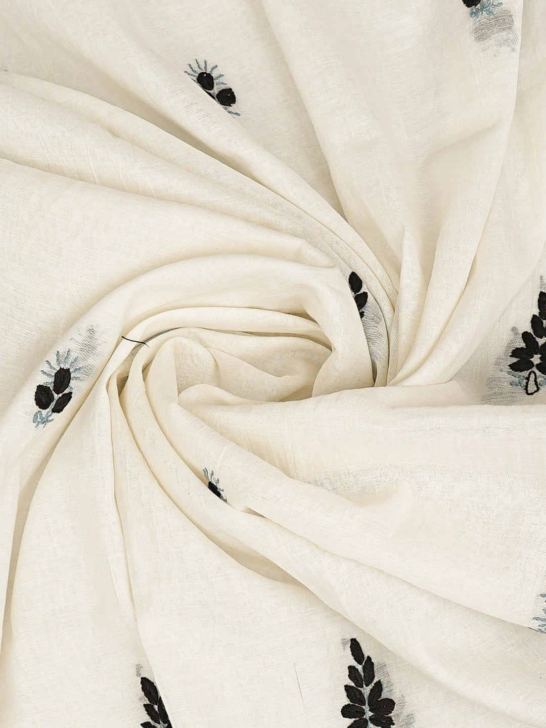 Ada Hand Embroidered White Chanderi Lucknowi Chikankari Unstitched Kurta Dupatta Set 01A836913