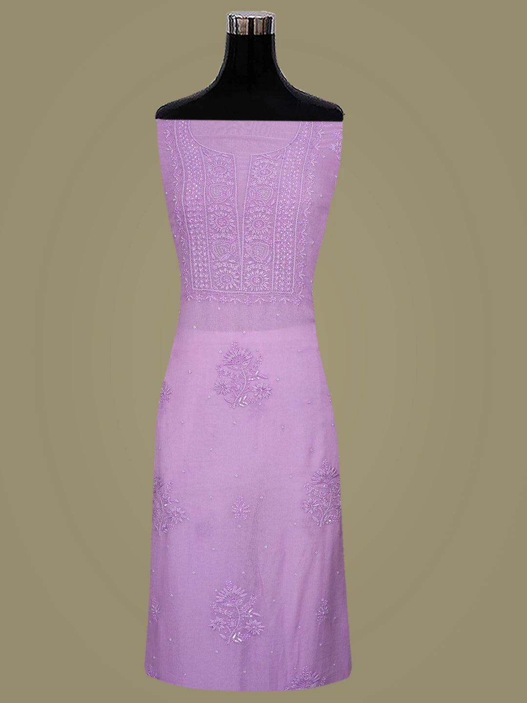 Ada Hand Embroidered Lavender Viscose Georgette Lucknowi Chikankari Unstitched Kurta Dupatta Set With Cutdana Work 01A771714