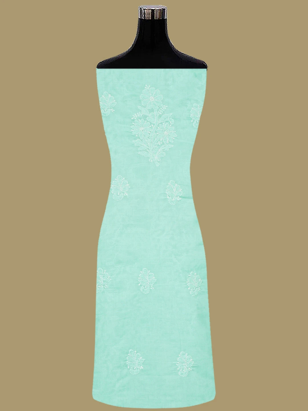 Ada Hand Embroidered Sea Green Cotton Lucknowi Chikankari Unstitched Suit Piece 01A832149