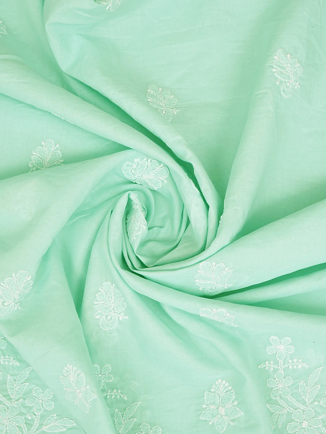 Ada Hand Embroidered Sea Green Cotton Lucknowi Chikankari Unstitched Suit Piece 01A832149