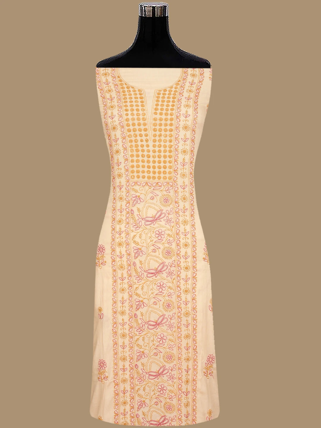 Ada Hand Embroidered Fawn Modal Lucknowi Chikankari Unstitched Suit Piece 01A395878