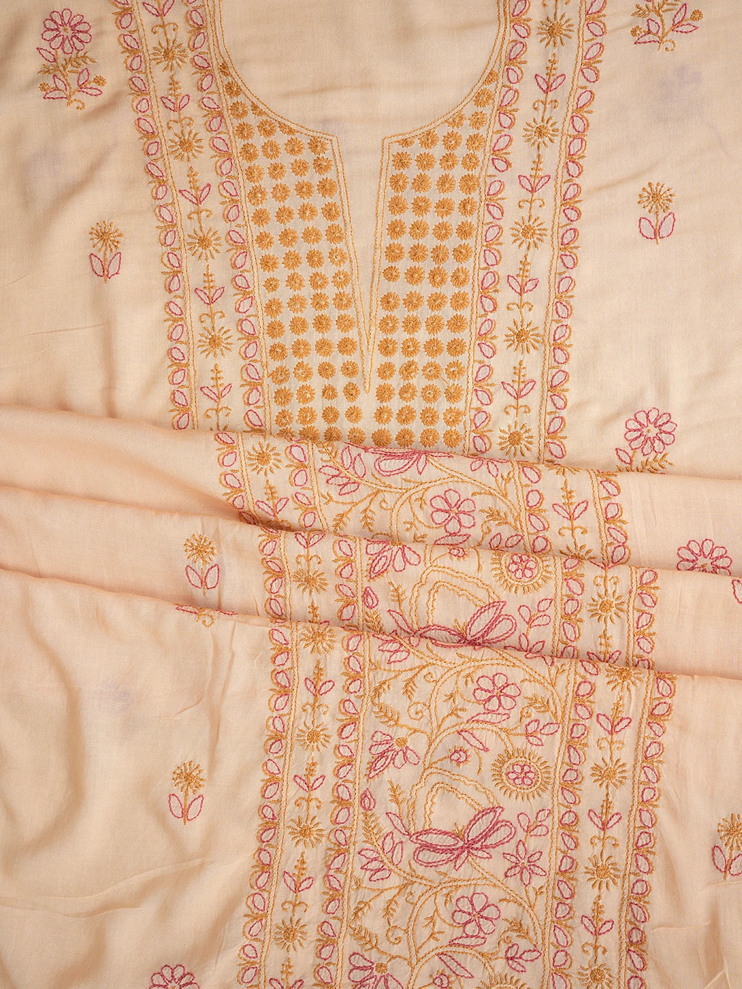 Ada Hand Embroidered Fawn Modal Lucknowi Chikankari Unstitched Suit Piece 01A395878