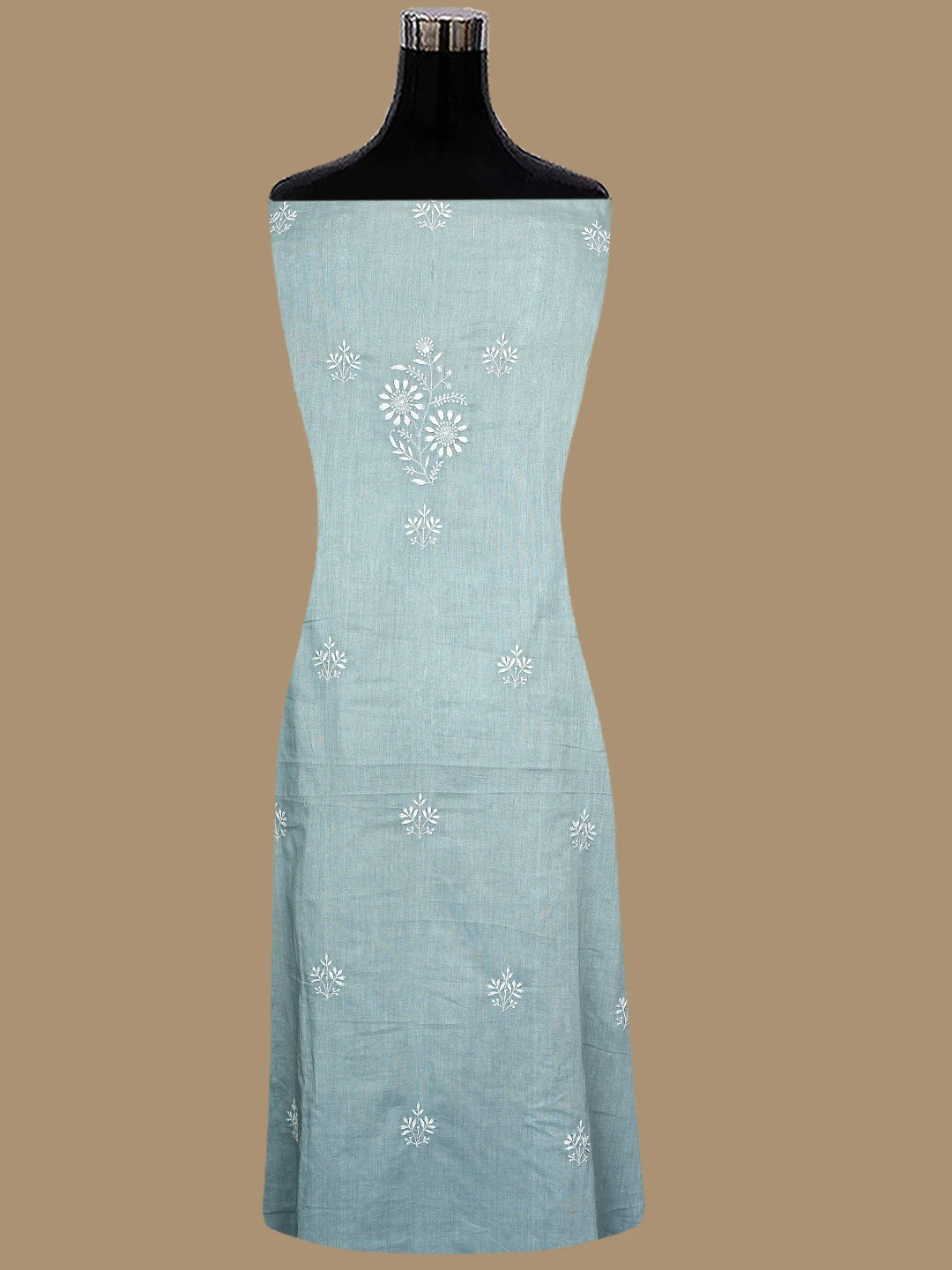 Ada Hand Embroidered Grey Cotton Lucknowi Chikankari Unstitched Suit Piece 01A753350