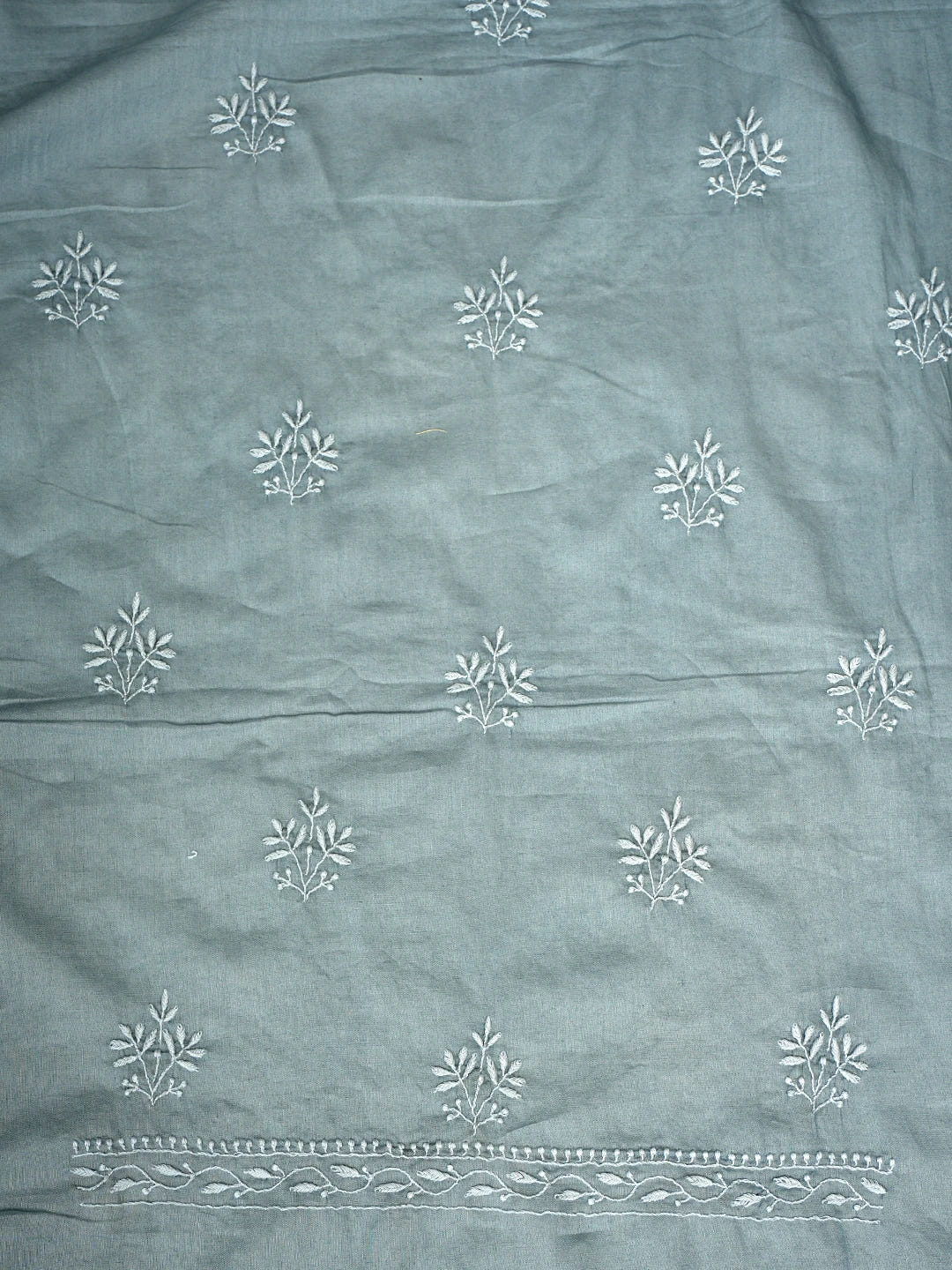 Ada Hand Embroidered Grey Cotton Lucknowi Chikankari Unstitched Suit Piece 01A753350