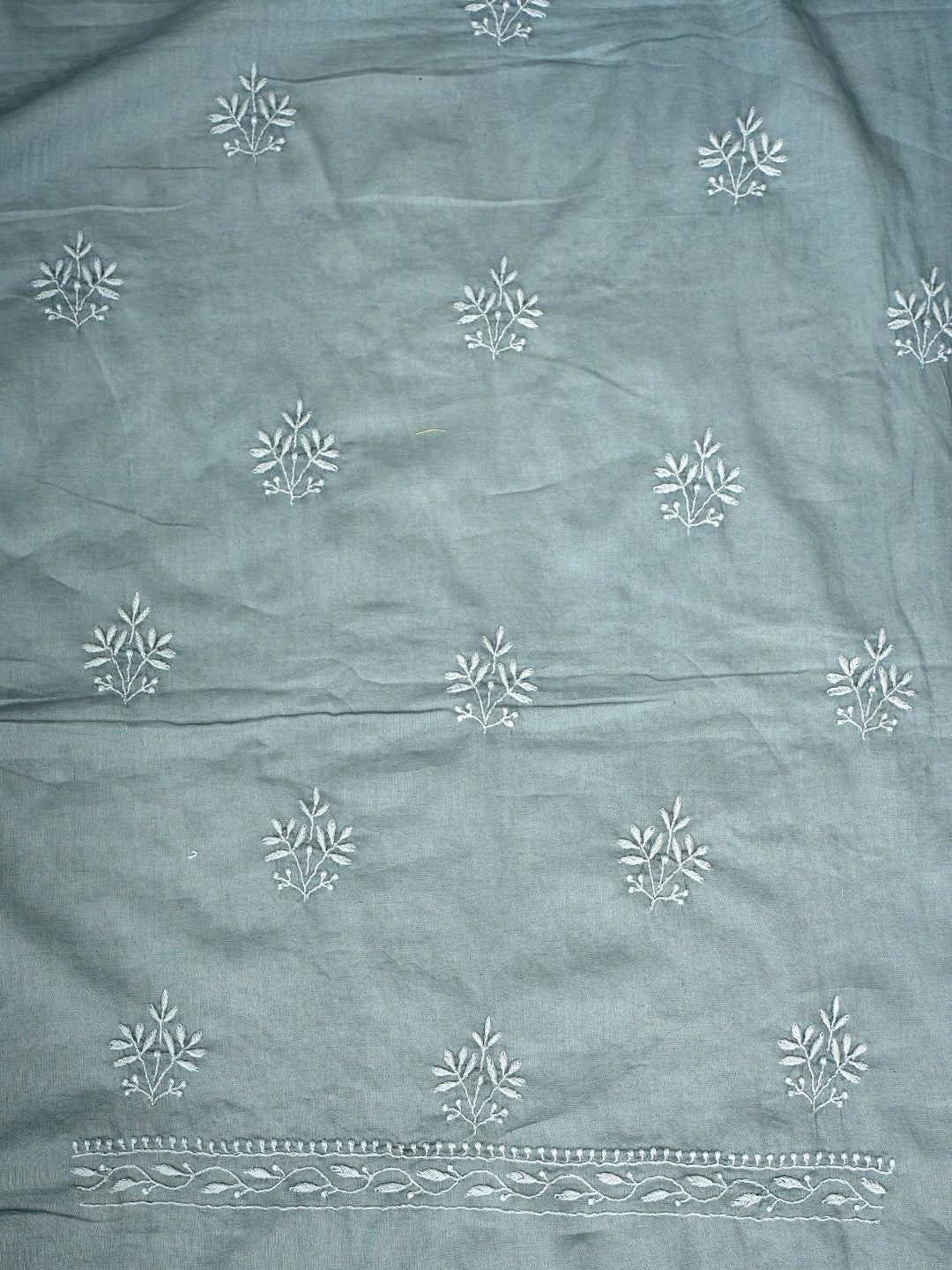 Ada Hand Embroidered Grey Cotton Lucknowi Chikankari Unstitched Suit Piece 01A753350