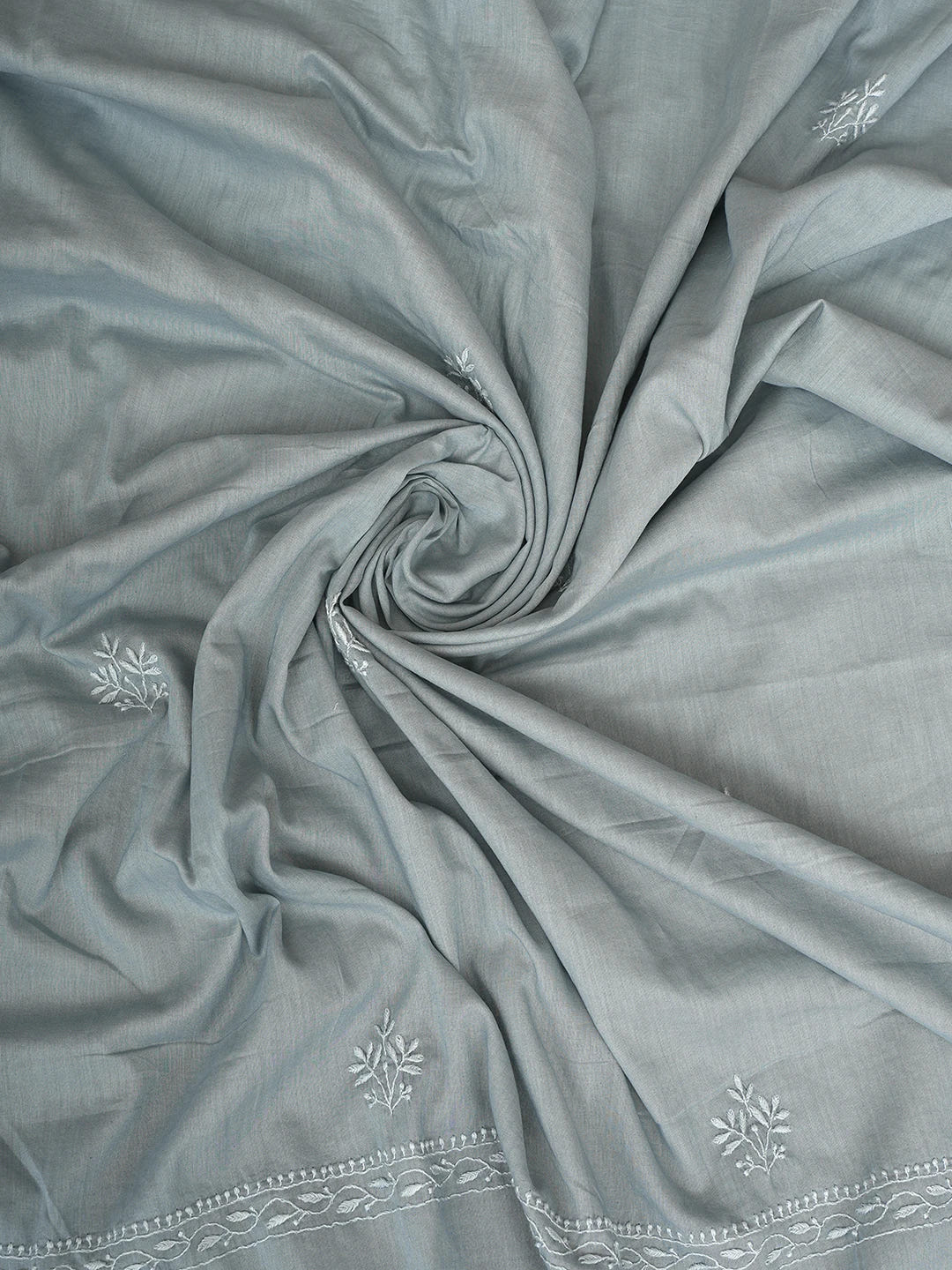 Ada Hand Embroidered Grey Cotton Lucknowi Chikankari Unstitched Suit Piece 01A753350