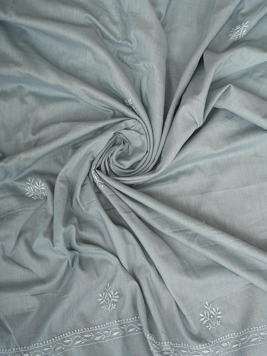Ada Hand Embroidered Grey Cotton Lucknowi Chikankari Unstitched Suit Piece 01A753350