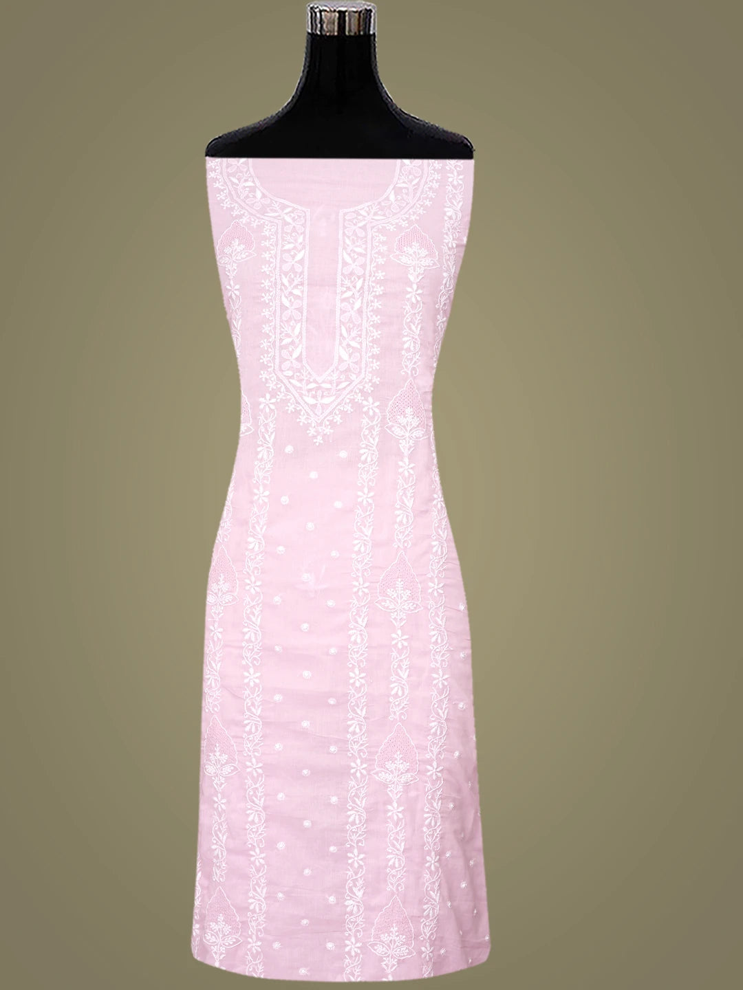 Ada Hand Embroidered Pink Cotton Lucknowi Chikankari Unstitched Suit Piece 01A773512