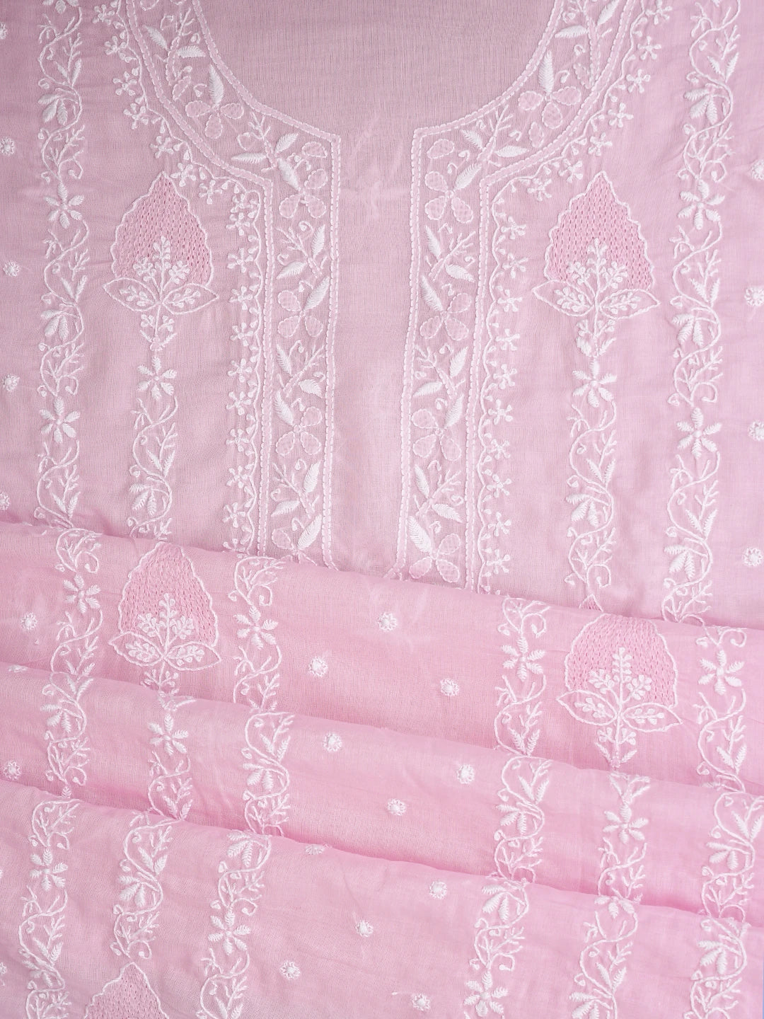 Ada Hand Embroidered Pink Cotton Lucknowi Chikankari Unstitched Suit Piece 01A773512