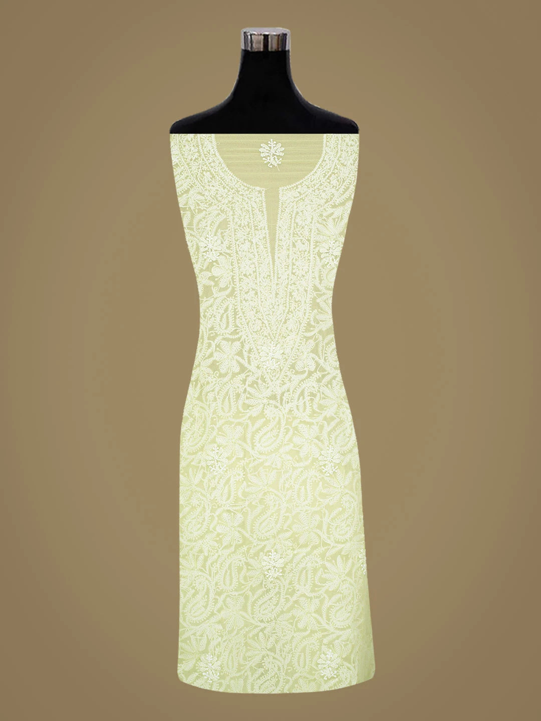 Ada Hand Embroidered Lime Green Georgette Lucknowi Chikankari Unstitched Suit Piece 01A779012