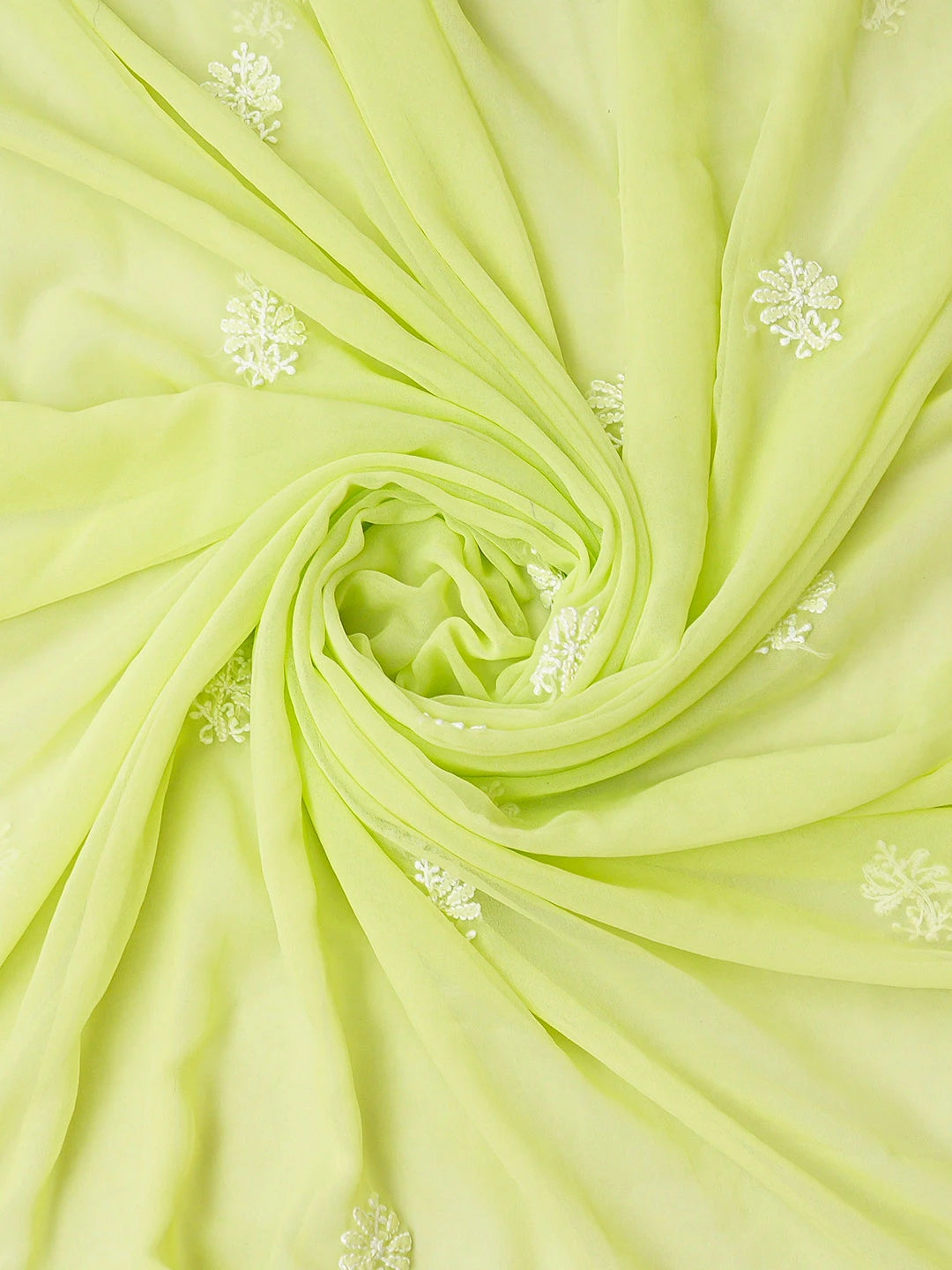 Ada Hand Embroidered Lime Green Georgette Lucknowi Chikankari Unstitched Suit Piece 01A779012