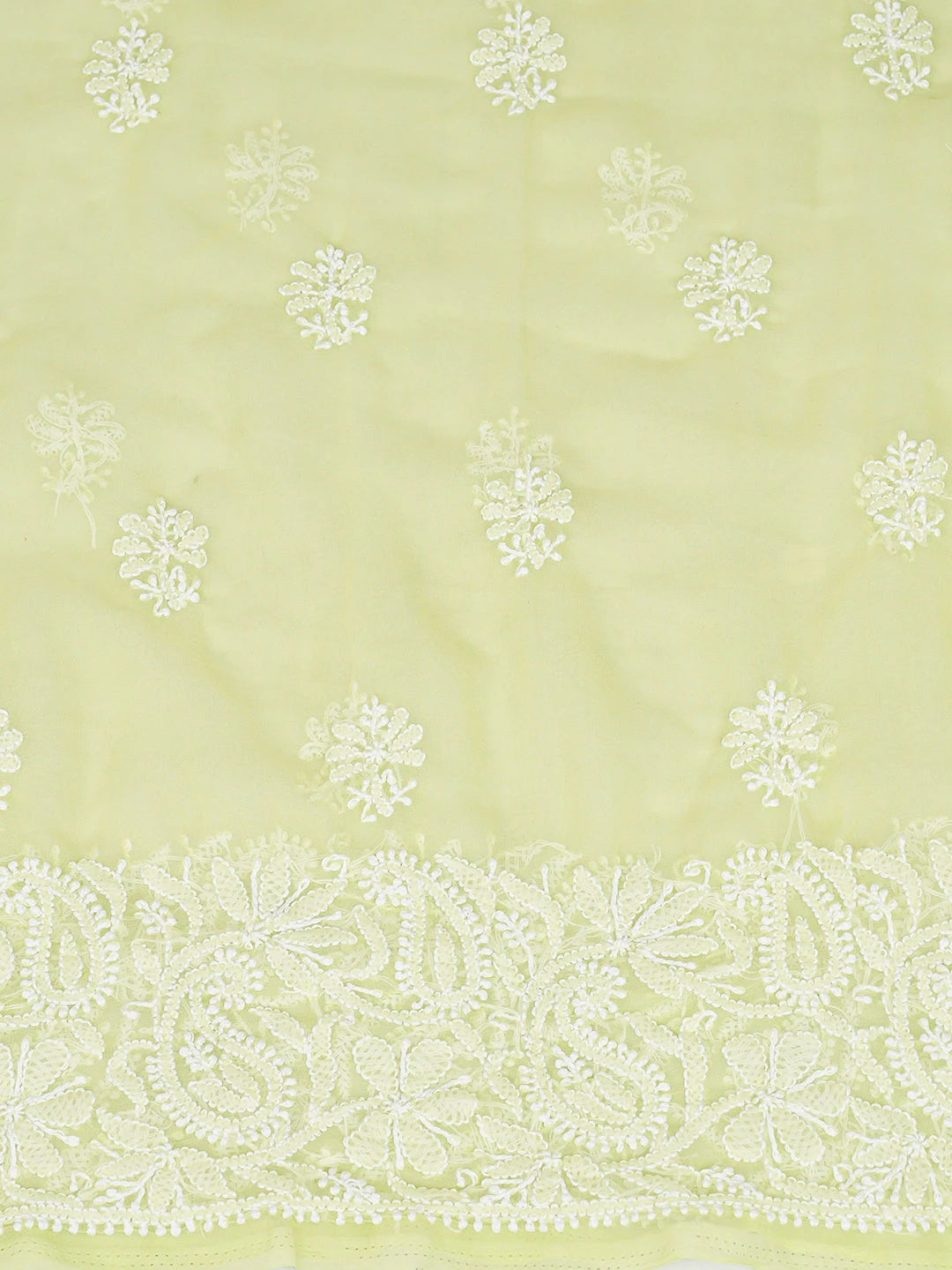 Ada Hand Embroidered Lime Green Georgette Lucknowi Chikankari Unstitched Suit Piece 01A779012