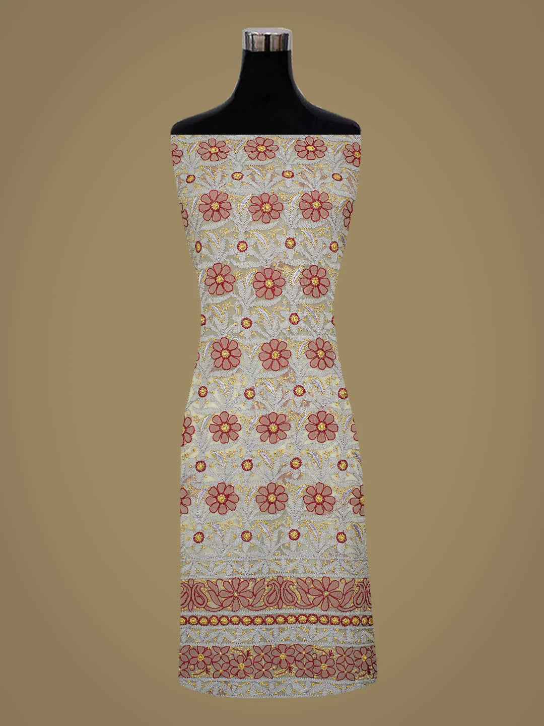 Ada Hand Embroidered Grey Georgette Lucknowi Chikankari Unstitched Suit Piece 01A726766