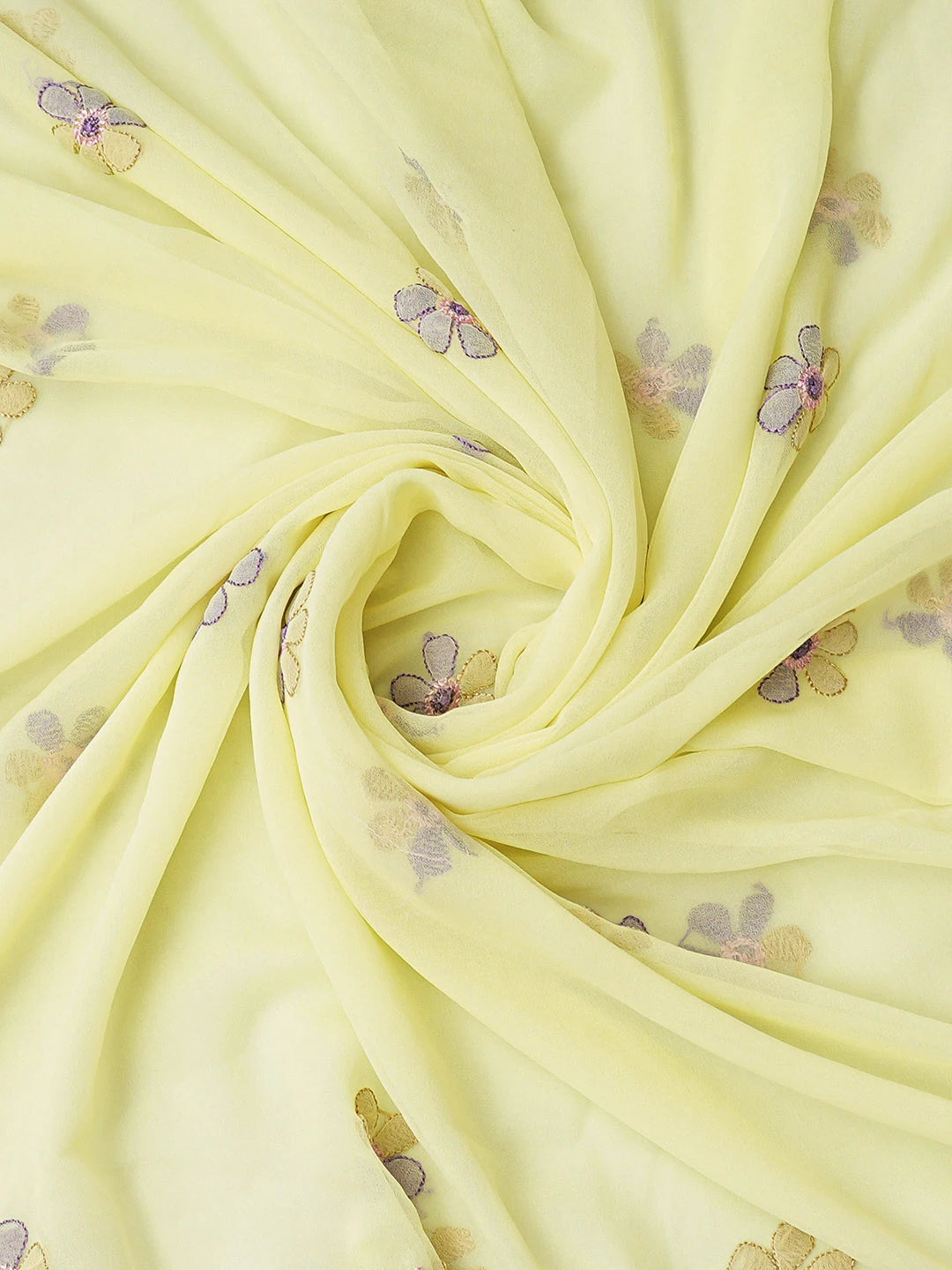 Ada Hand Embroidered Lemon Georgette Lucknowi Chikankari Unstitched Suit Piece 01A833120
